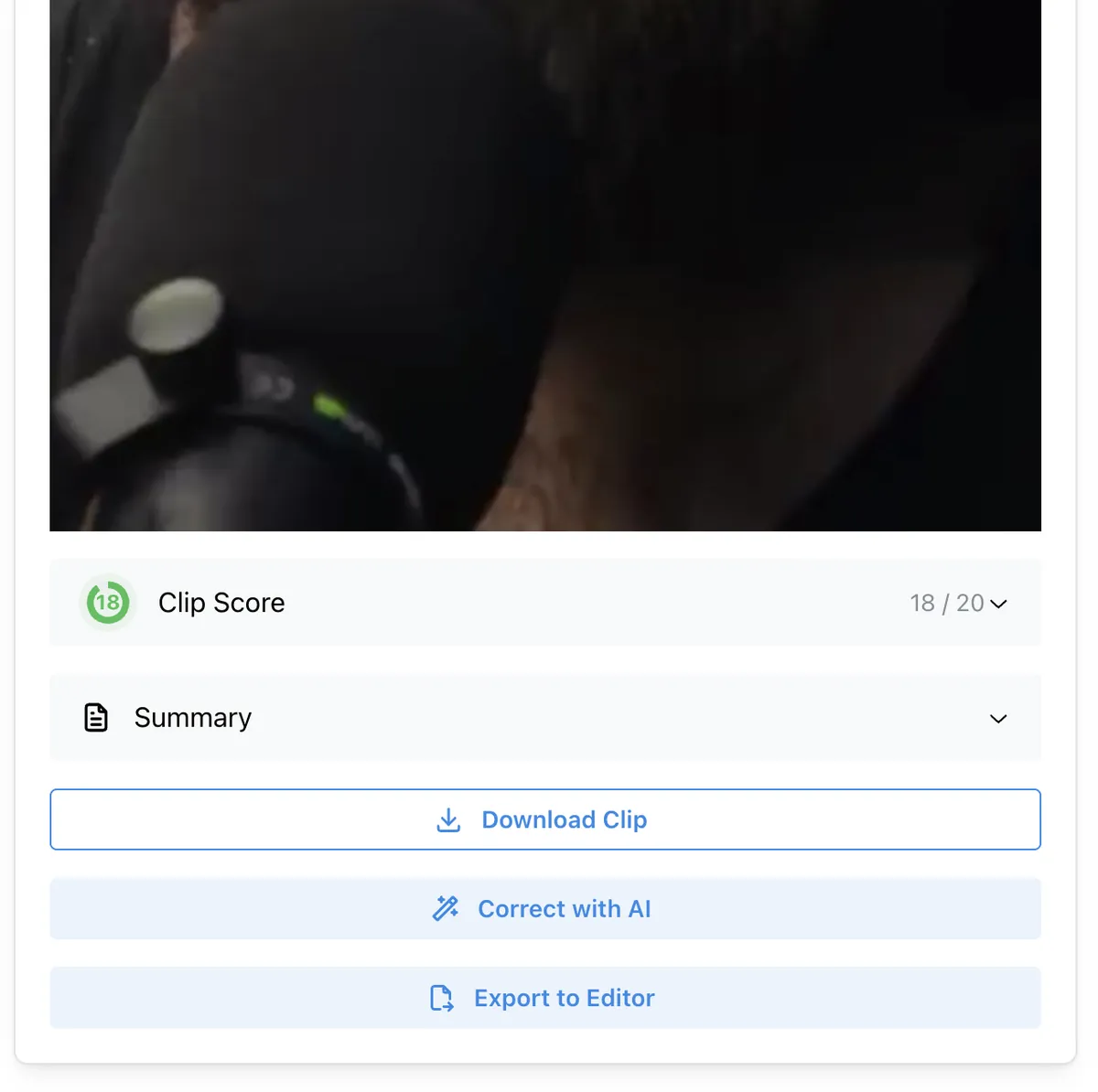 Correct and export button location